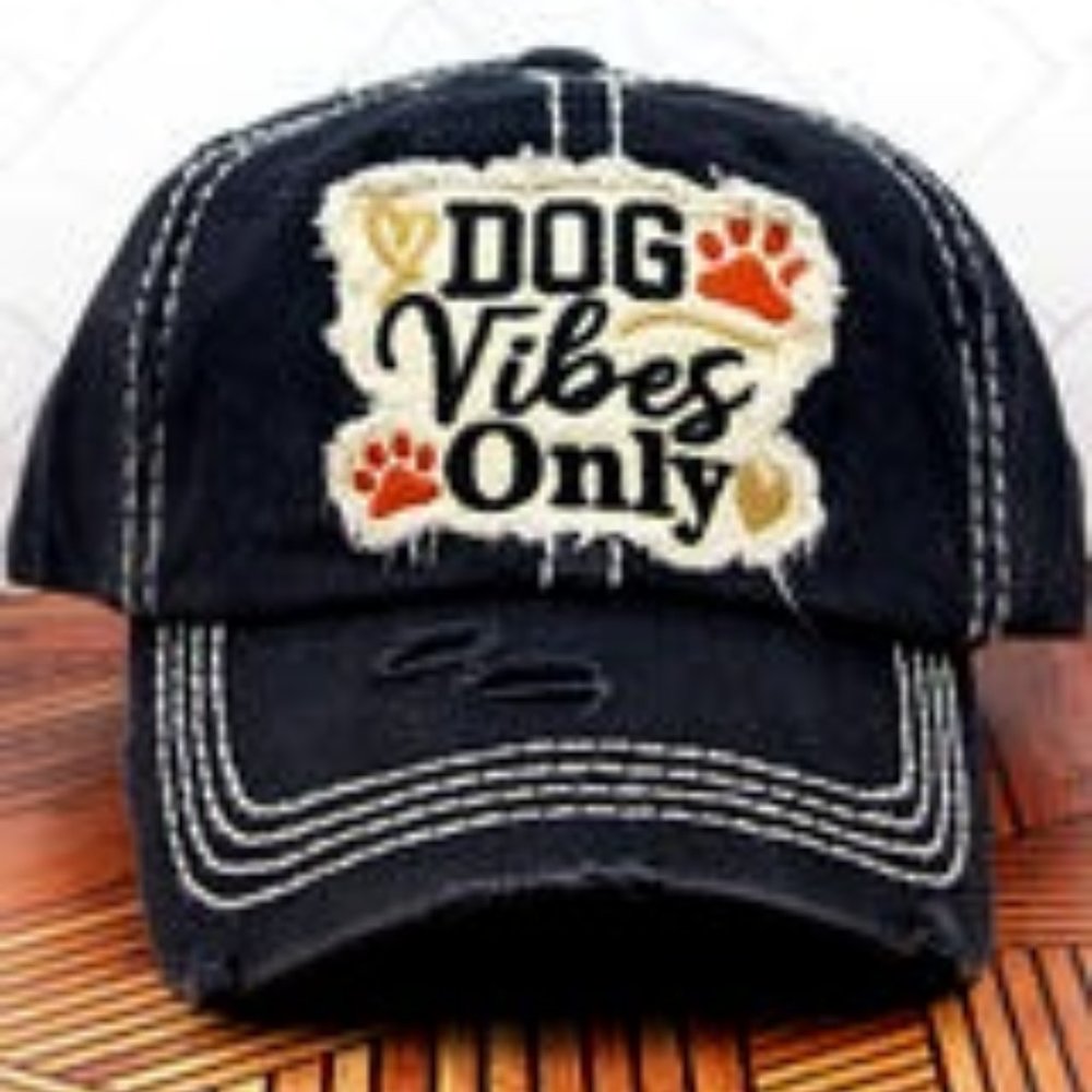 NWT UNISEX DOG VIBES ONLY Baseball Cap BLK